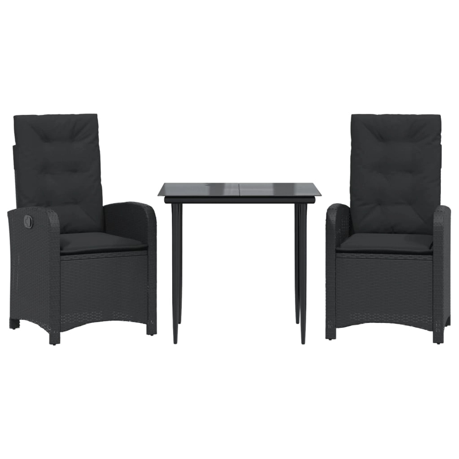 vidaXL 3-Tlg Garten-Essgruppe mit Kissen Schwarz Poly Rattan 3212310 günstig online kaufen