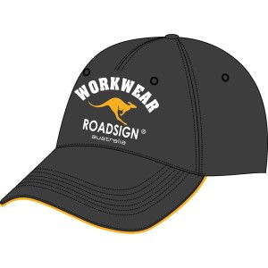Roadsign Cap in Anthrazit/Gelb mit Logo, Arbeitskleidung für Baustelle & Freizeit.