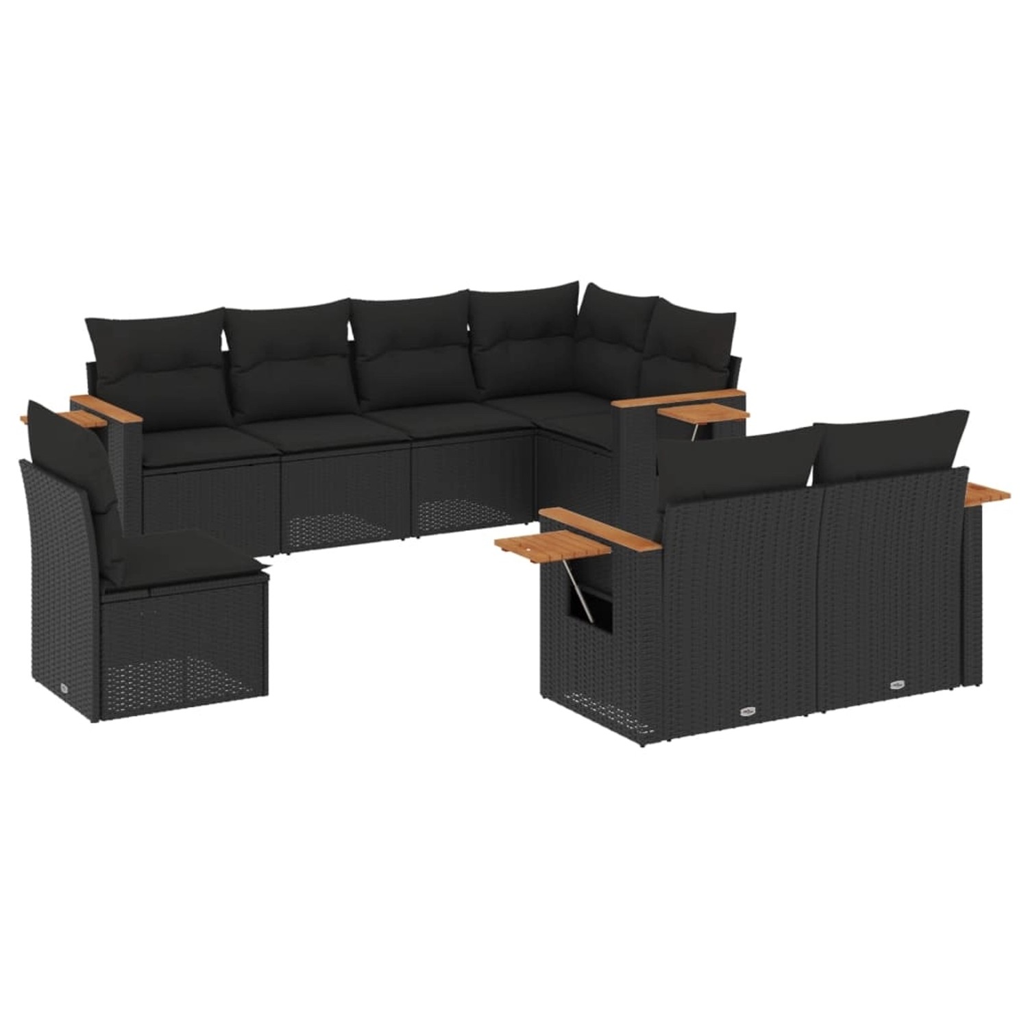 vidaXL 8-Tlg Garten-Sofagarnitur mit Kissen Schwarz Poly Rattan 3227000 günstig online kaufen