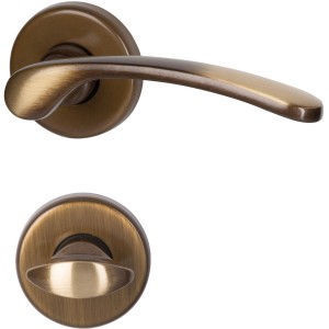 Rosetten-Garnitur Amos-R für Bad/WC, Messing brüniert, Türbeschlag.