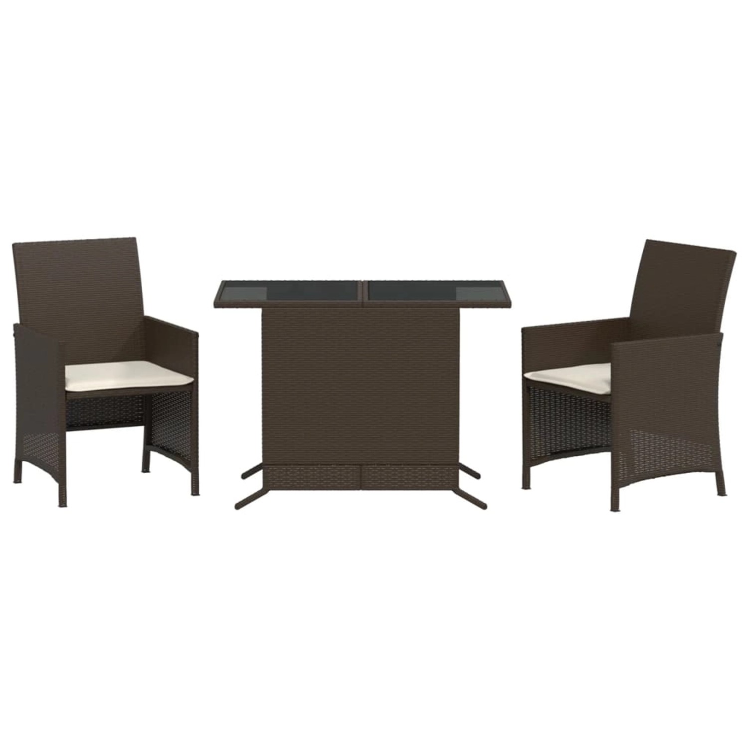 vidaXL 3-Tlg Bistro-Set mit Kissen Braun Poly Rattan 365118