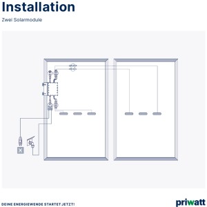 Installationsschema der priwatt Solaranlage priRhomb Duo mit Trapezblech.