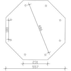Grundriss Skan Holz Pavillon Nice 3, 557x557 cm, Maße und Details zur Gartenlaube.