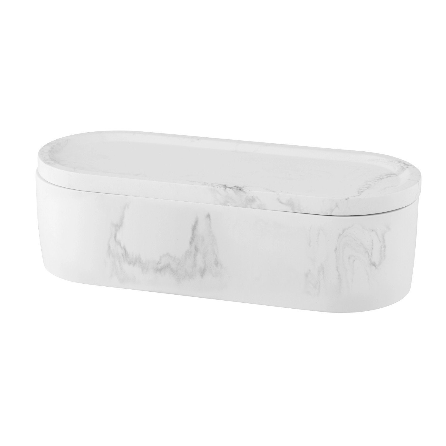 Schöner Wohnen Universaldose Balatro mit Deckel, Marmor-Optik, zur Aufbewahrung von Badutensilien.