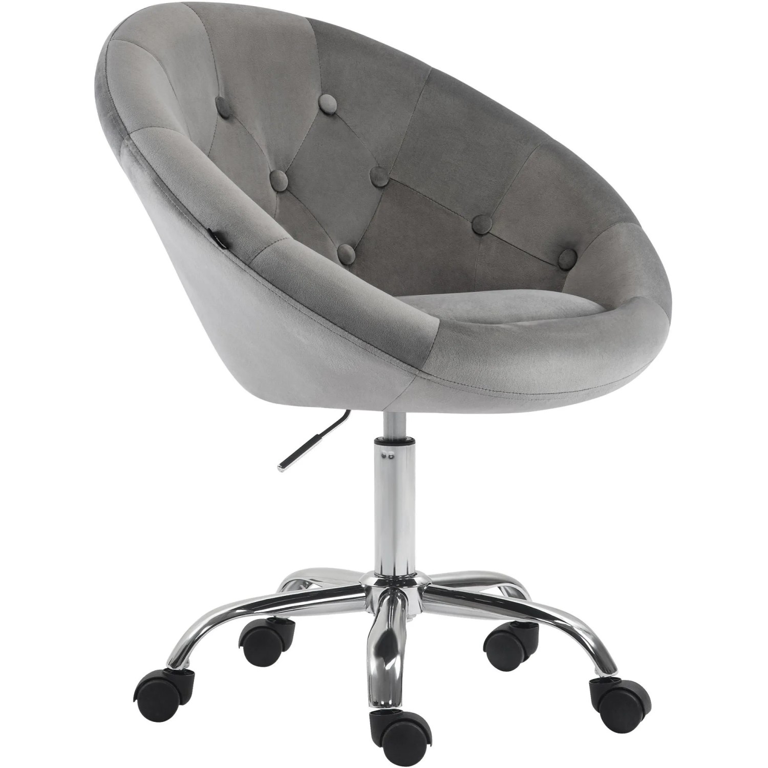 DELUKE Arbeitshocker TURKU 65x57x85cm Samt Grau Arbeitsstuhl Drehhocker Rollhocker Bürohocker