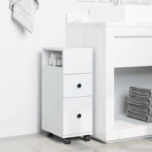 vidaXL Badschrank Schmal mit Rollen Weiß Holzwerkstoff 855232