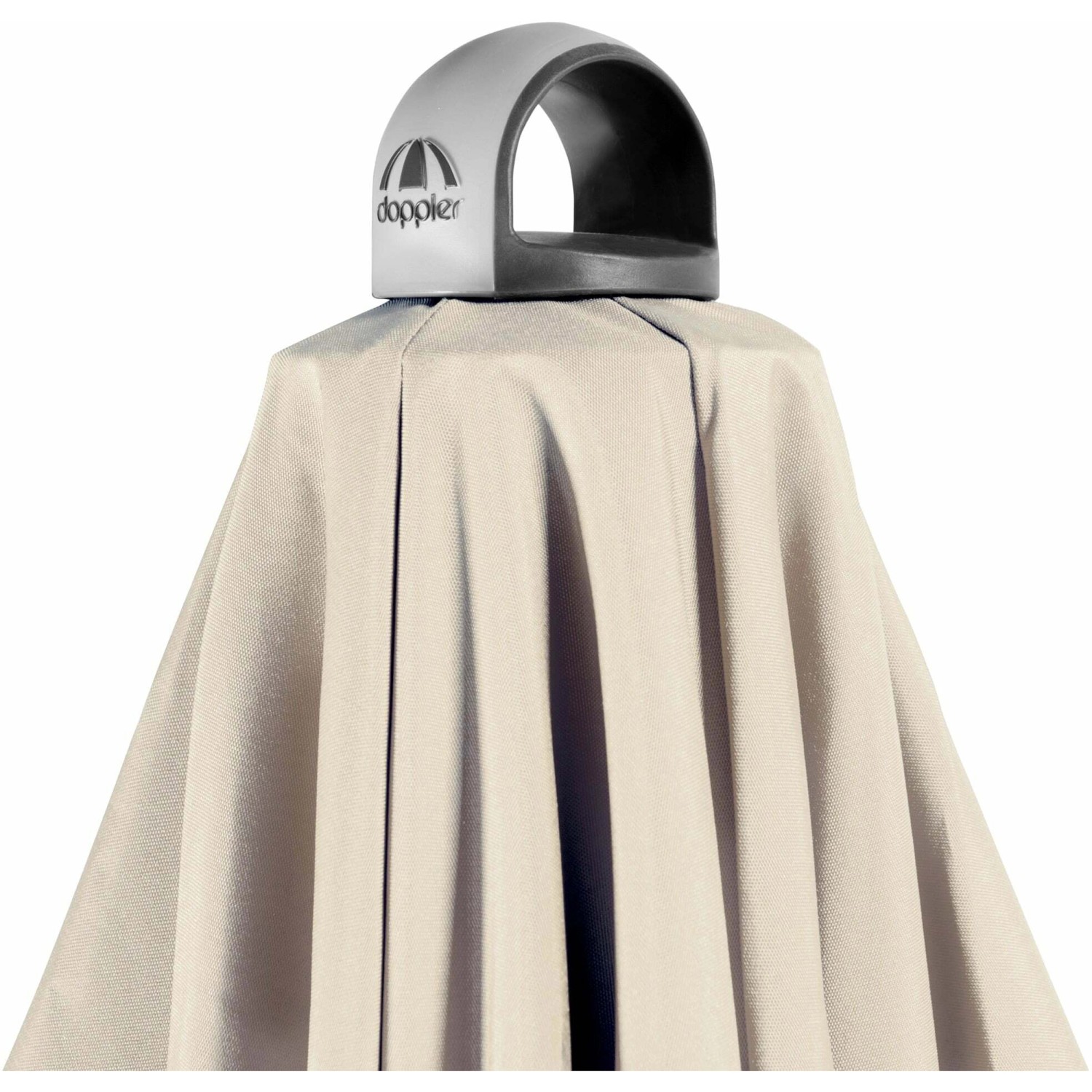 Detailaufnahme Marktschirm Doppler Expert, 200x300 cm, Natur, mit Knickfunktion.