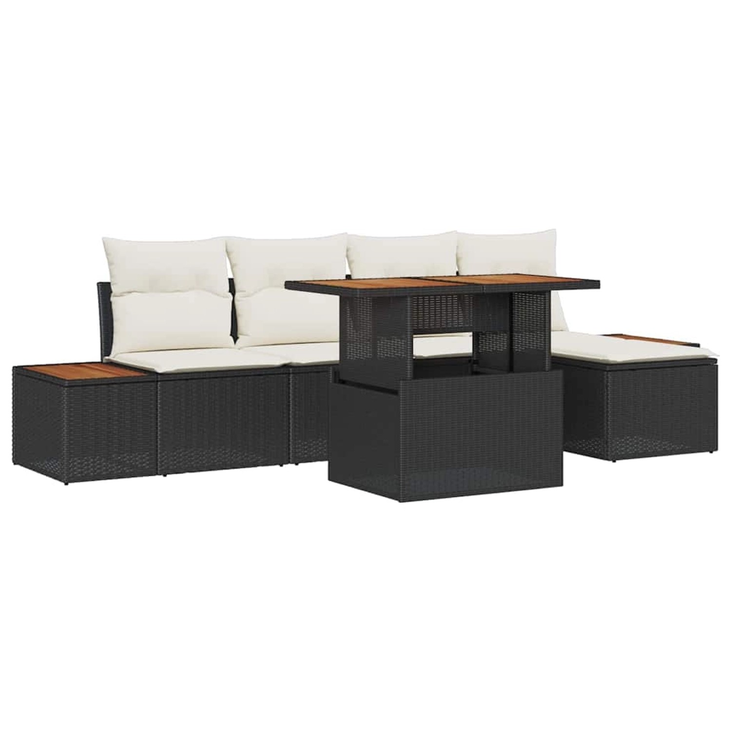 vidaXL Garten-Sofa-Set mit Speicher 6-Tlg Schwarz Poly Rattan 3358796 günstig online kaufen