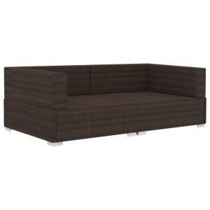 vidaXL Ecksofas 2 Stk mit Auflagen Poly Rattan Braun 47261