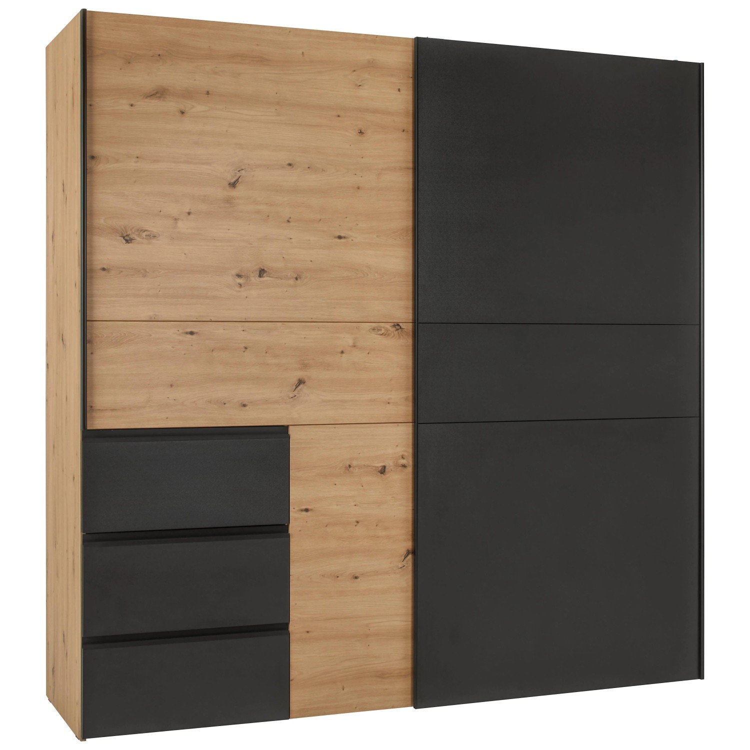 Mömax Schwebetürenschrank Racer Schwarz ca. 200,1x200,5x61,2cm