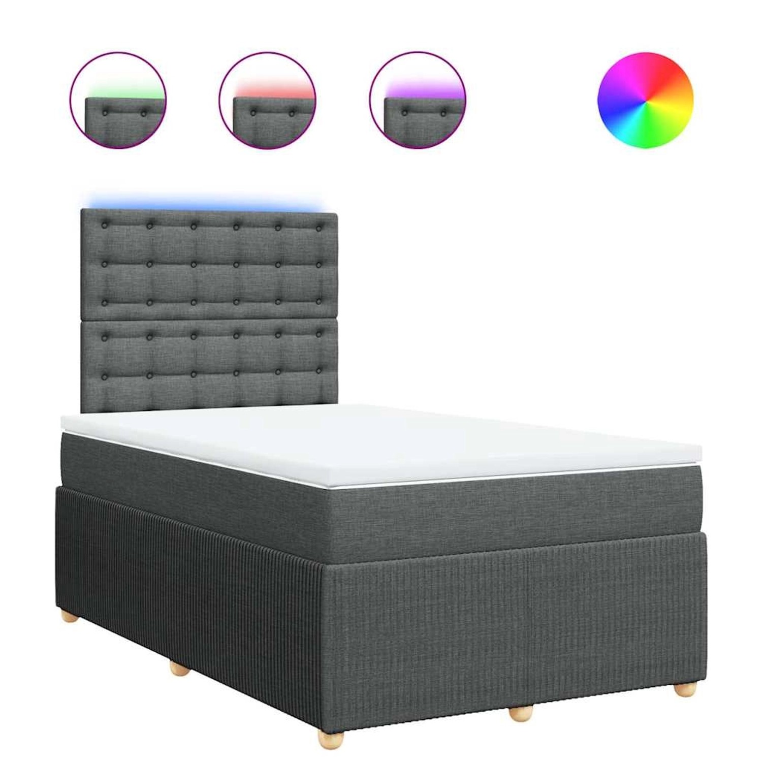 vidaXL Boxspringbett mit Matratze Dunkelgrau 120x190 cm Stoff 3294310