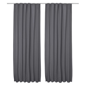 Zwei Beautissu Amelie Thermovorhänge, anthrazit, mit Kräuselband. Ideal für Fenster, verdunkelnd und isolierend.