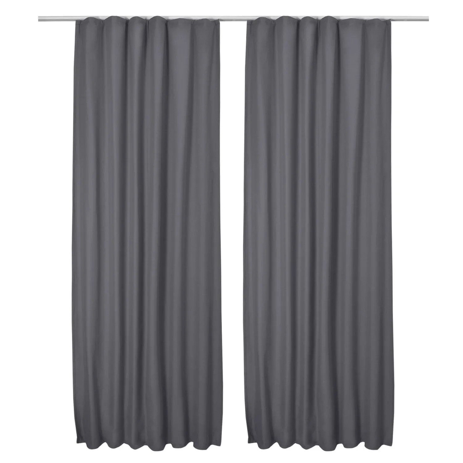 Beautissu Amelie TK Vorhang mit Kräuselband 140x245cm Anthrazit 2tlg