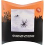 Spinnennetz dehnbar mit 2 schwarzen Spinnen als Halloween Deko.