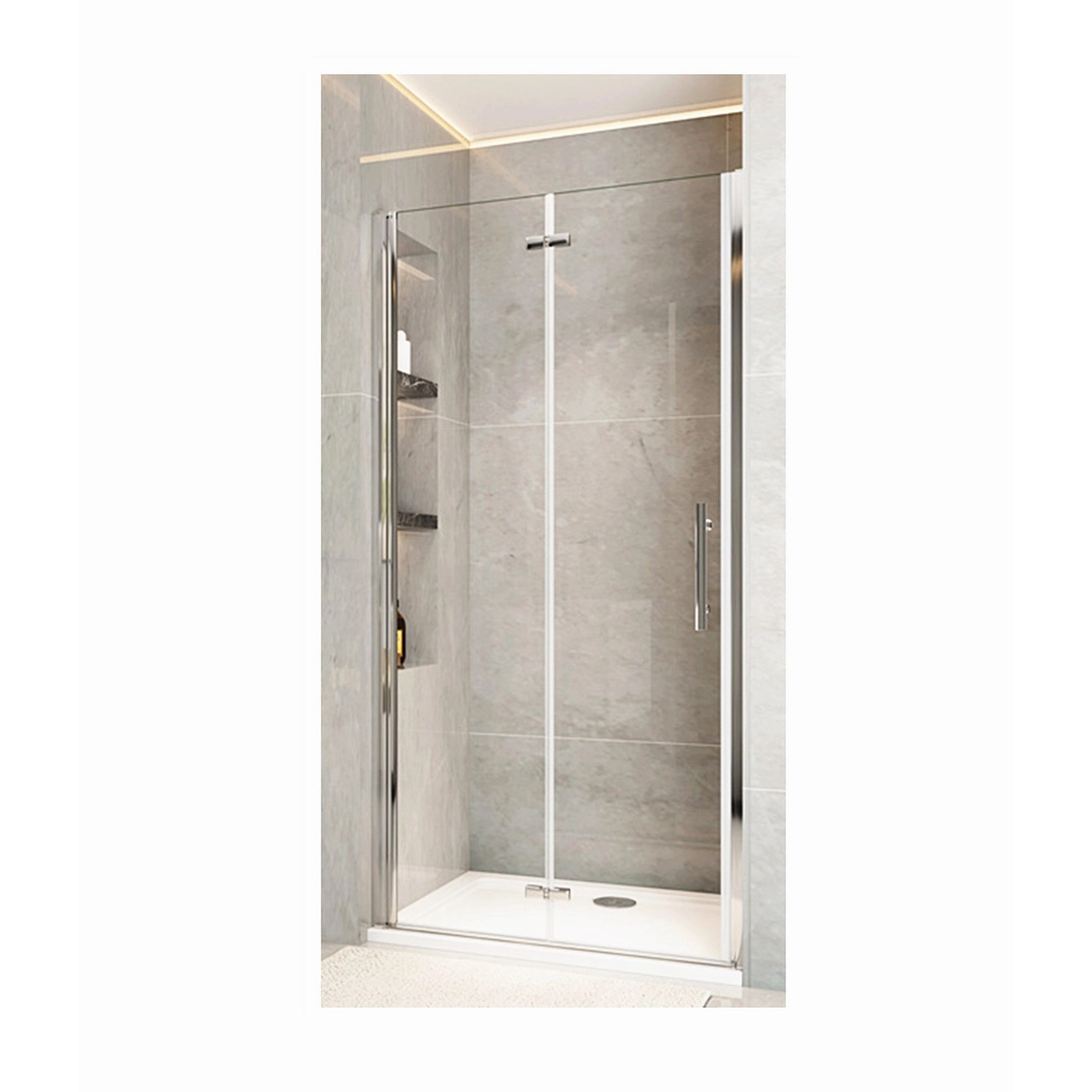 Duschparadies Duschtür Nischentür Falttür 70x185cm,Chrome,6mm Nano Glas Dusche