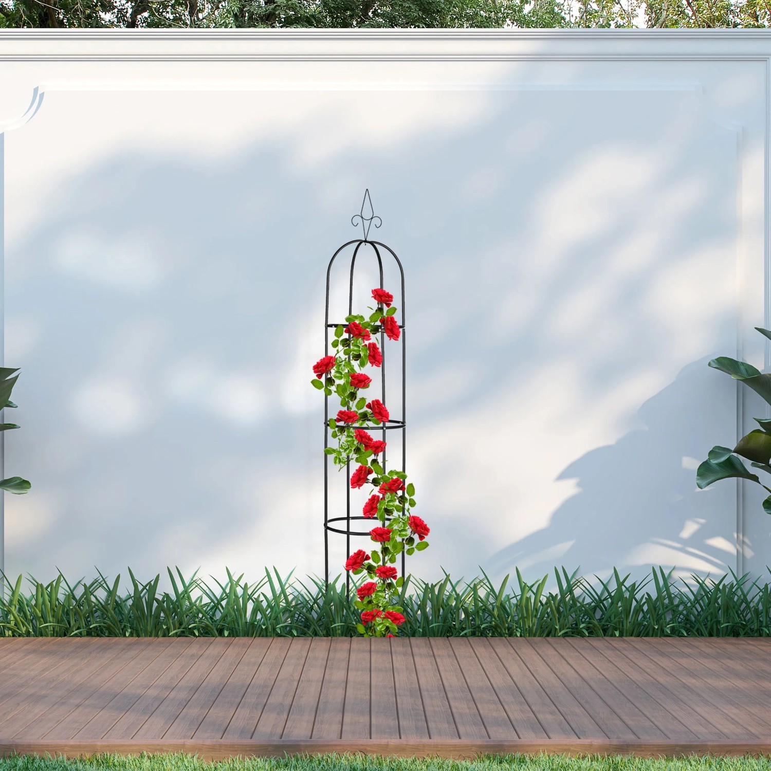 Relaxdays Rankobelisk Stahl Schwarz Wetterfest 200 cm x 41 cm 1,9 kg kaufen bei OBI