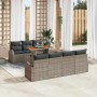Graues 8-tlg. vidaXL Garten-Sofa-Set aus Poly Rattan mit Tisch und Stauraum.