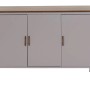 Graue MCW Kommode L84-3 mit 3 Türen und Holzplatte. Schubladenkommode mit Stauraum.