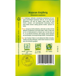 Samenpackung Quedlinburger Majoran, einjährige Kräutersamen für Freilandanbau.