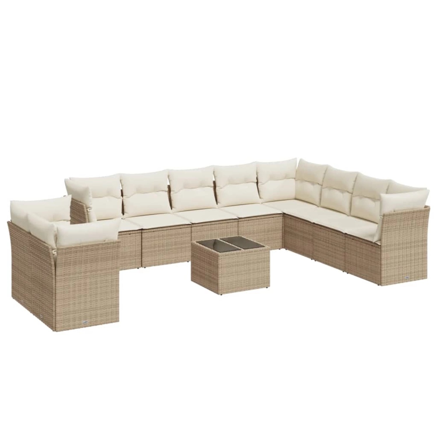 vidaXL 11-Tlg Garten-Sofagarnitur mit Kissen Beige Poly Rattan 3217868 günstig online kaufen