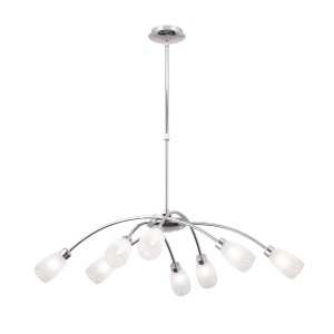 Hängeleuchte Carla von Orion Leuchten, Chrom, mit 8 satinierten Glasschirmen. Durchmesser 84 cm.