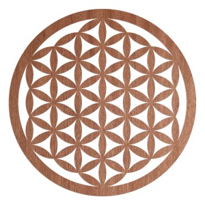 Wanddeko Blume des Lebens, Holz, Mahagoni, 60x60cm. Wandbild für Wohnzimmer & Schlafzimmer.