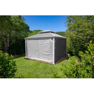 Sojag Vorhang-Set für Messina Pavillon 12x16, taupe. Seitenteile mit Reißverschluss für Pavillons.