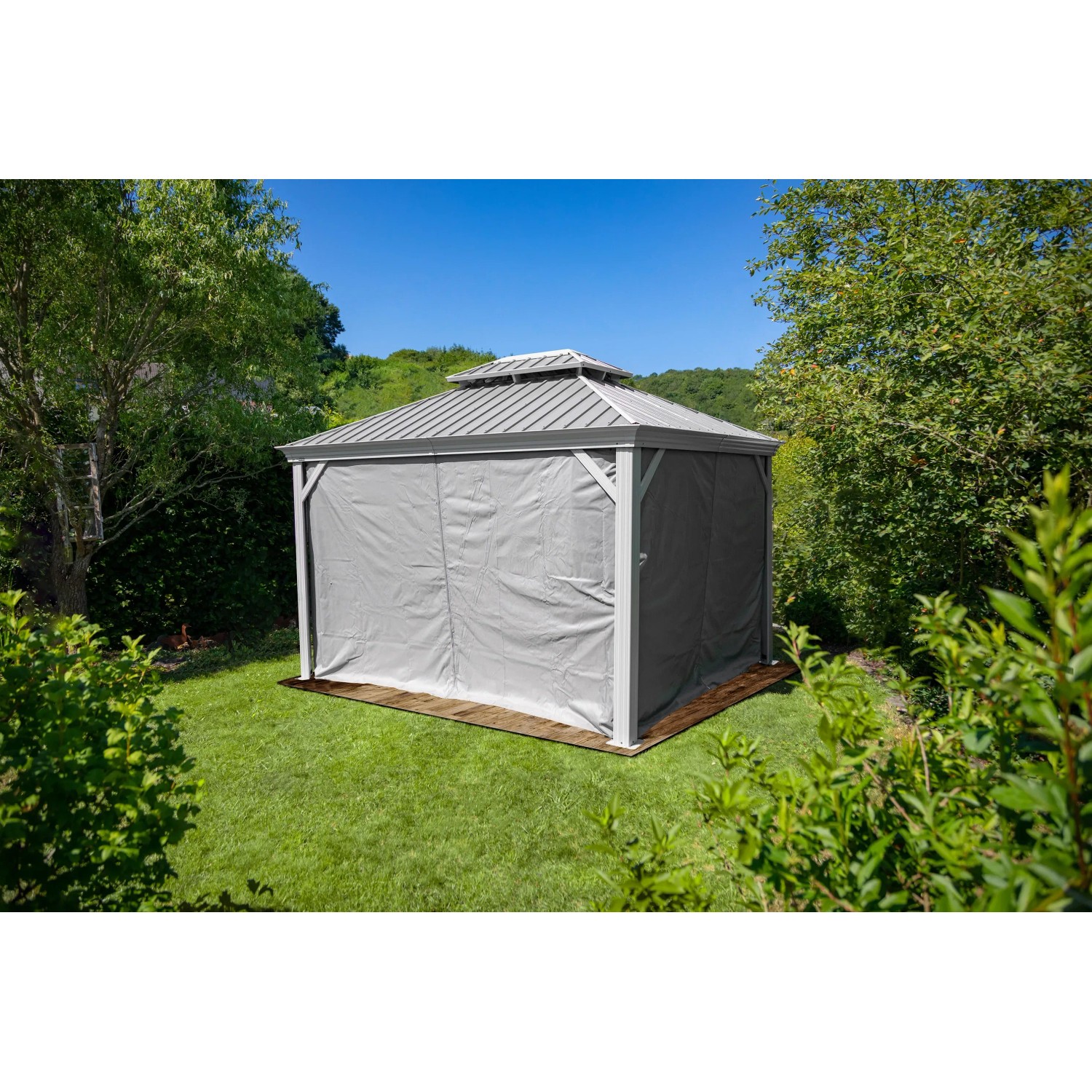 Sojag Vorhang-Set für Messina Pavillon 12x16, taupe. Seitenteile mit Reißverschluss für Pavillons.