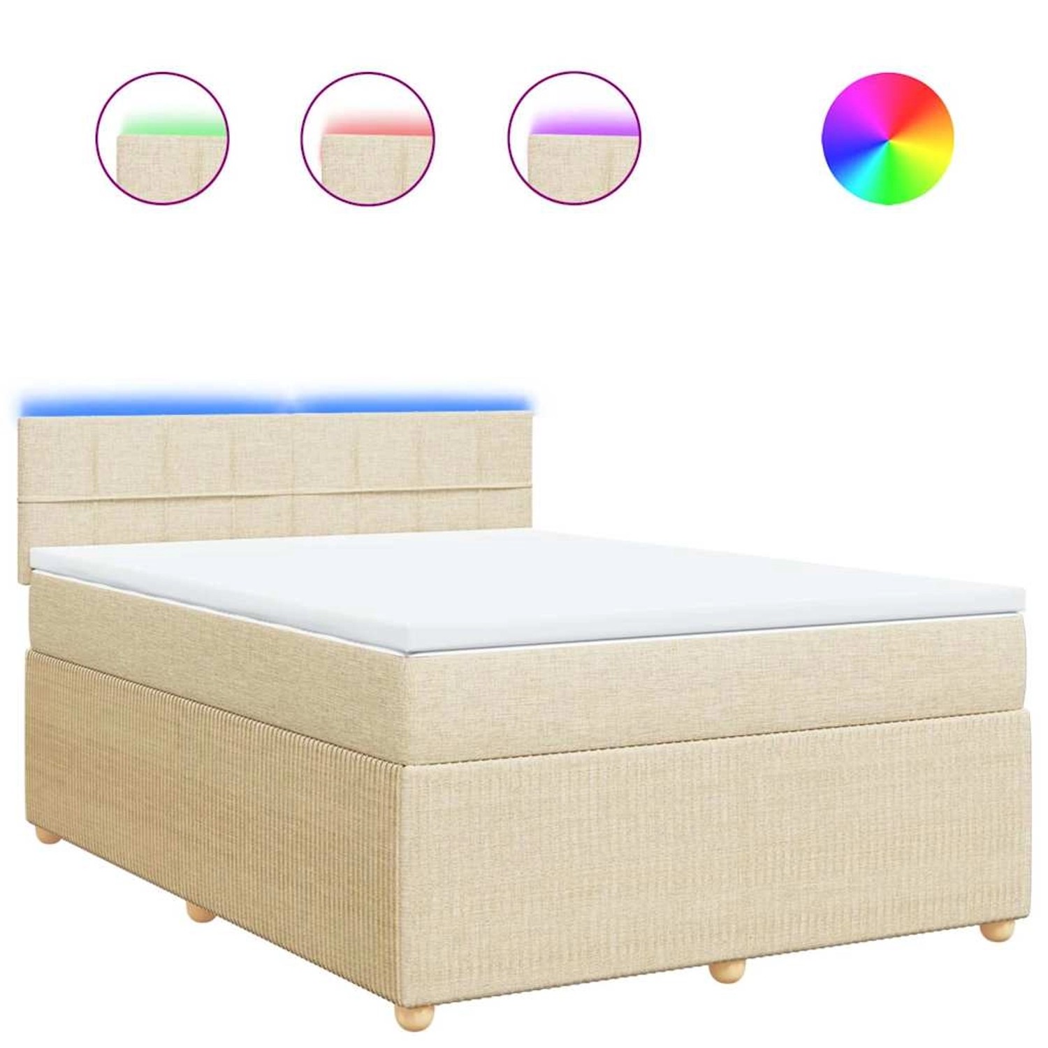 vidaXL Boxspringbett mit Matratze Creme 140x190 cm Stoff 3289756 günstig online kaufen