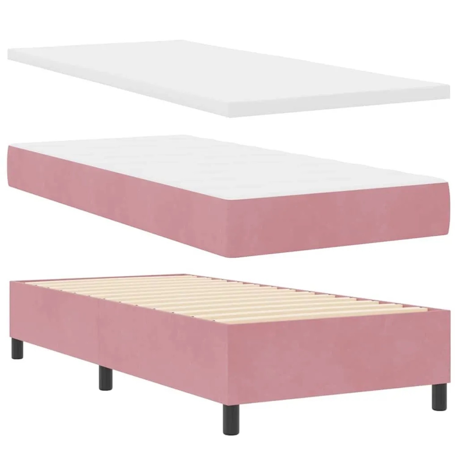 vidaXL Boxspringbett mit Matratze mit Kopfteil Rosa 100 x 200 cm Samt 33445 günstig online kaufen