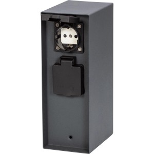 3-fach Steckdosensäule IP44 in Anthrazit für den Außenbereich.