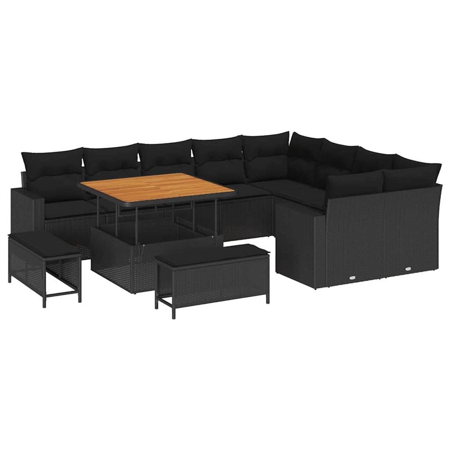 vidaXL Garten-Sofa-Set 12-Tlg Schwarz Poly Rattan 3361644 günstig online kaufen