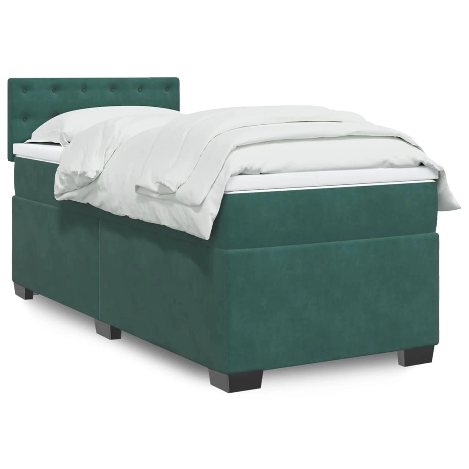 vidaXL Boxspringbett mit Matratze Dunkelgrün 90x190 cm Samt 3288489 günstig online kaufen