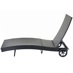 Anthrazitfarbene MCW Sonnenliege D80 mit dunkelgrauem Kissen und verstellbarer Rückenlehne.