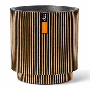 Capi Pflanzgefäß Zylinder Groove, Ø 43,5 cm, gold-schwarz, gerillte Optik für Innen- und Außenbereich.
