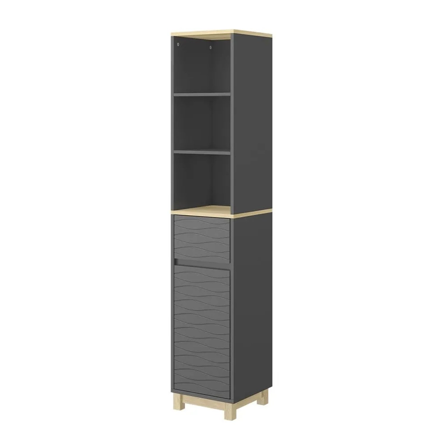 Vicco Badezimmermöbel Livia Anthrazit 30 x 151 mit Schublade