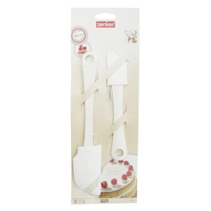 Zenker Patisserie Teigschaber Set, 2-teilig, weiß. Küchenhelfer zum Verstreichen von Teig.