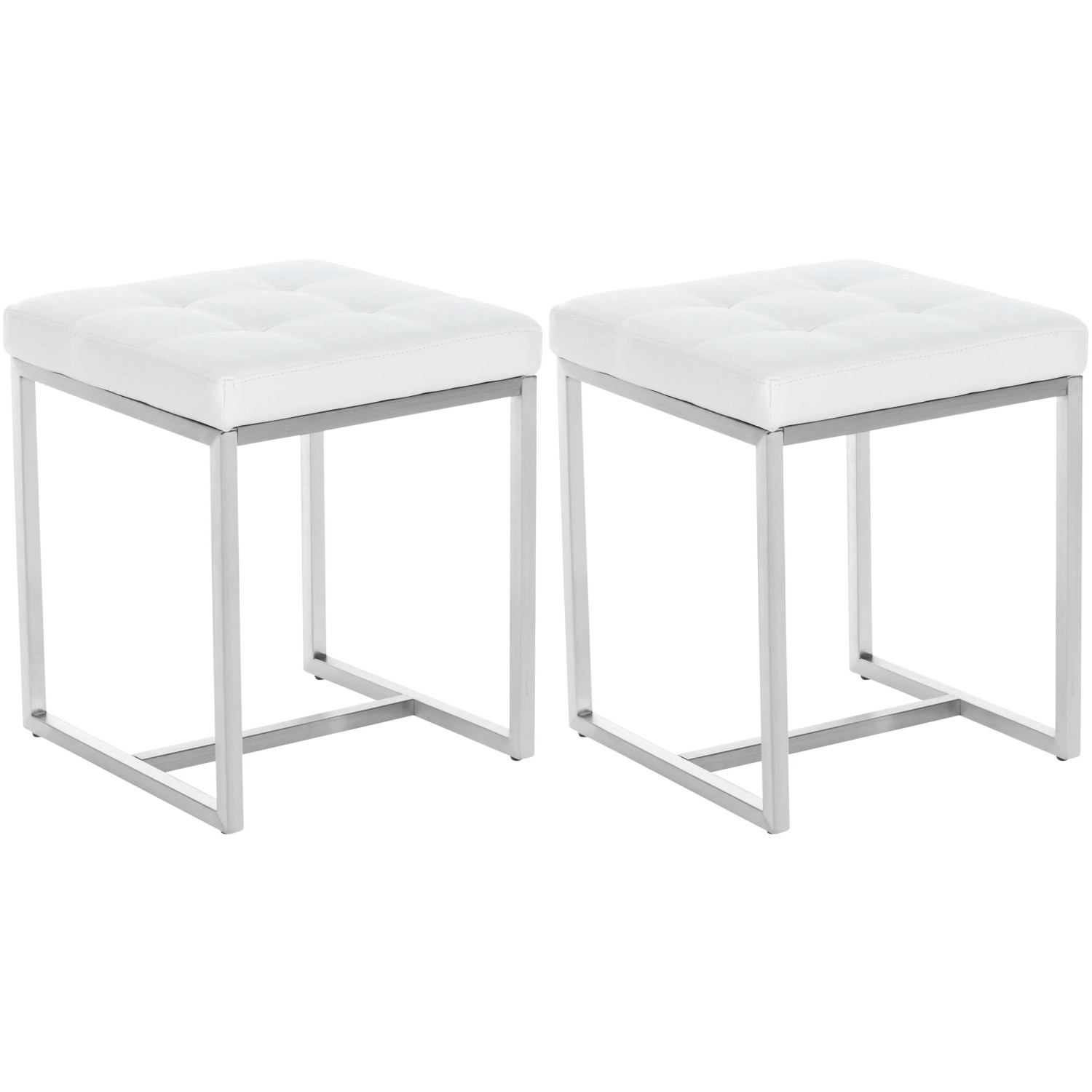 CLP 2er Set Edelstahl Sitzhocker Barci Weiß