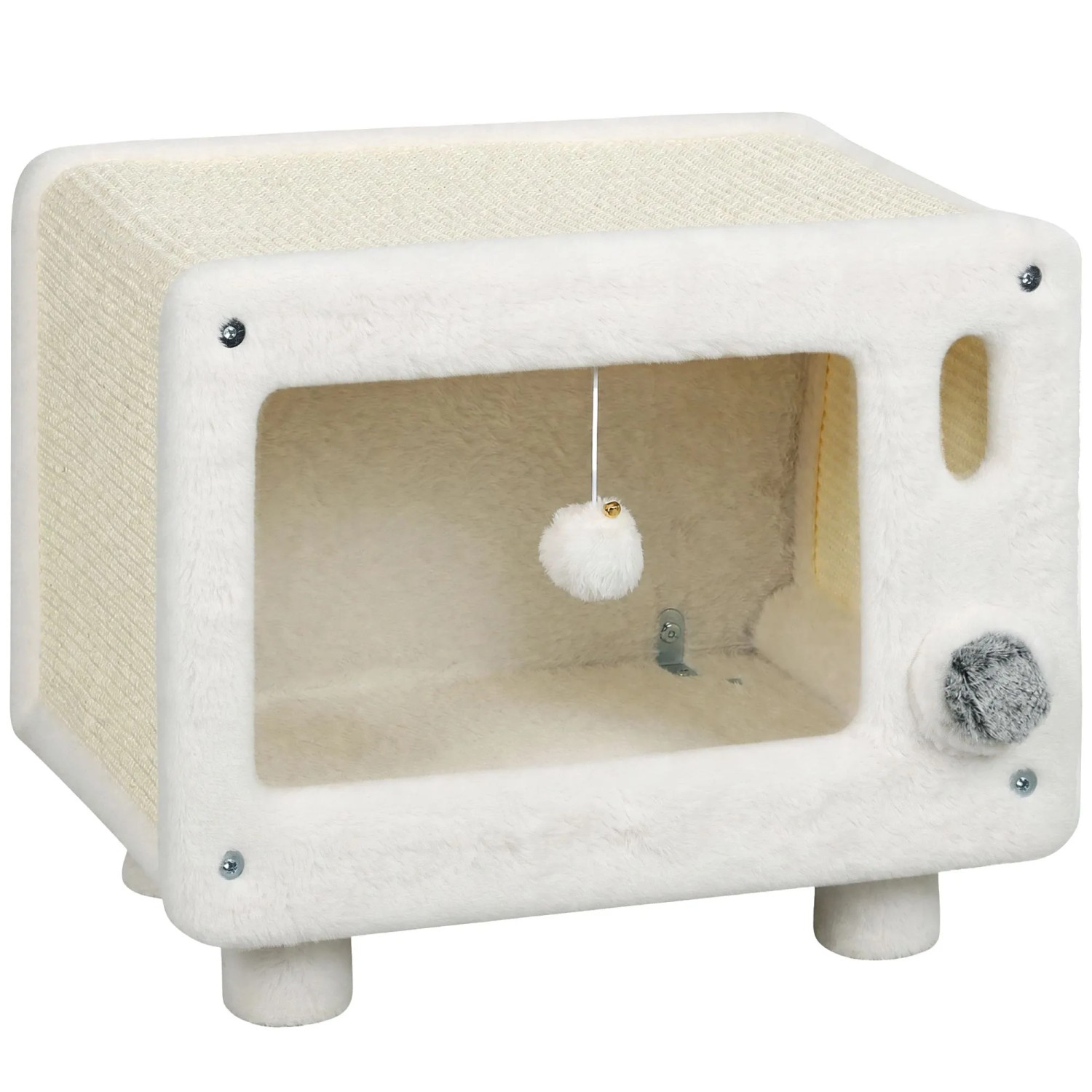 PawHut Katzenhöhle Spanplatte Plüsch 50 x 33 x 42 cm Weiß