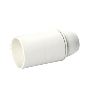 Weiße E14 Lampenfassung aus Kunststoff für Lampen und Leuchten.