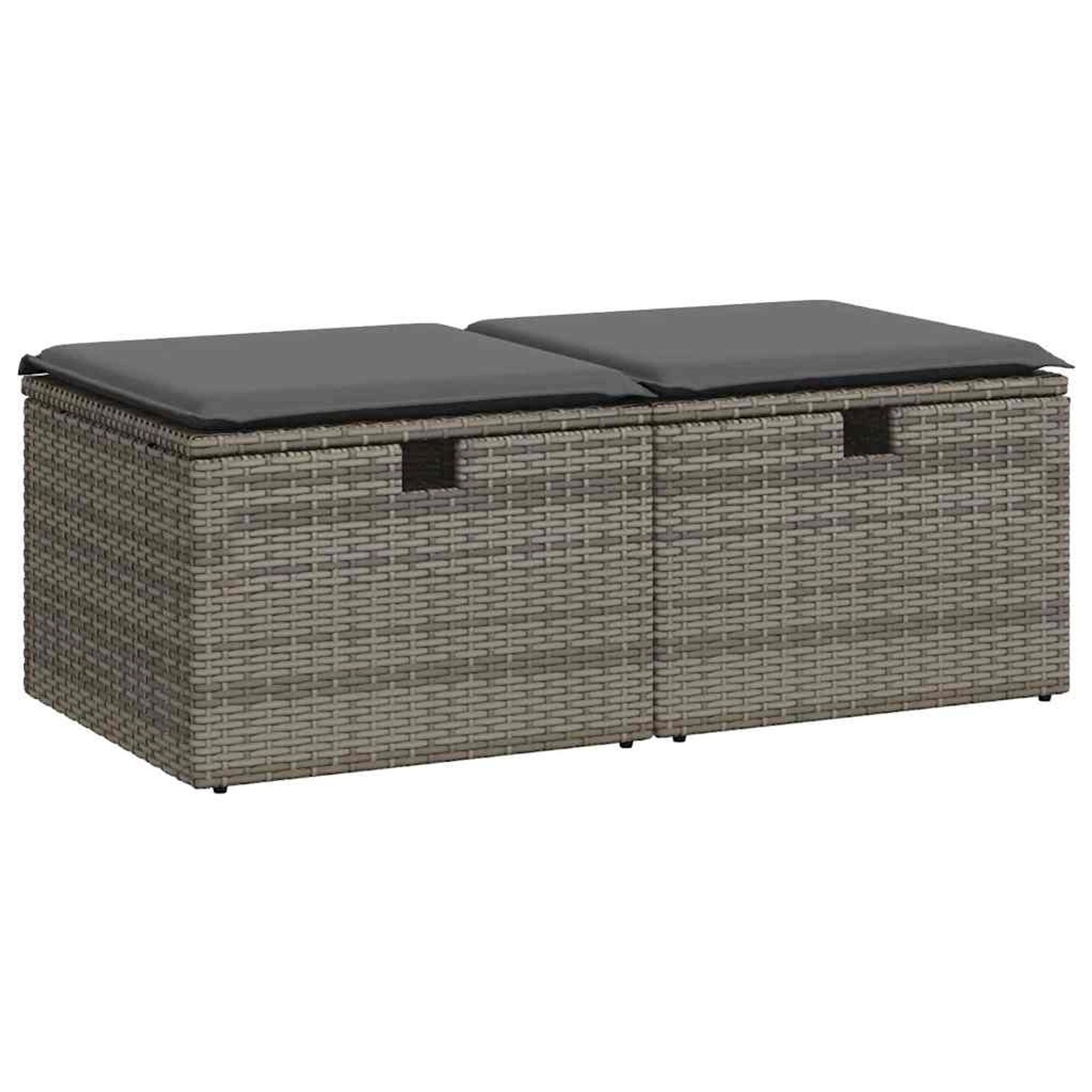 vidaXL 2-Tlg Garten-Sofagarnitur mit Kissen Grau Poly Rattan Akazie 3328673 günstig online kaufen