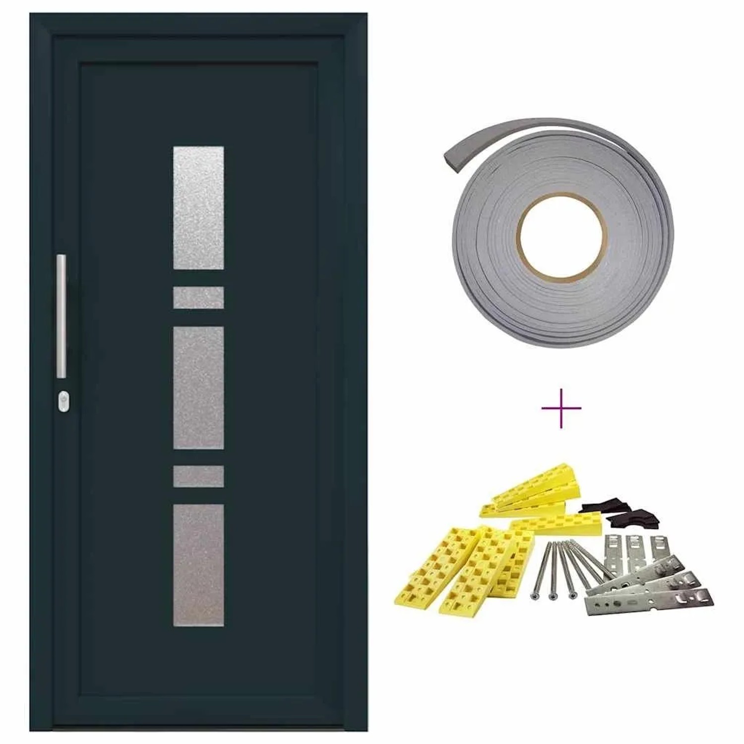 vidaXL Haustür Anthrazit PVC 3385776 günstig online kaufen