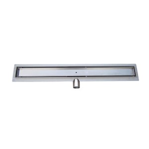 Glasdeals befliesbare Duschrinne, 90 cm, Edelstahl, grau, mit Siphon für bodengleiche Duschen.