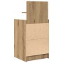 Nachttisch Artisan-Eiche mit 2 Schubladen, zeigt rohe Holzwerkstoff-Fronten und fertige Seiten.