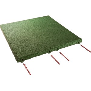 Grüne Fallschutzplatte/Elastikmatte 50x50x3 cm mit Steckverbindungen für Terrasse & Spielplatz.
