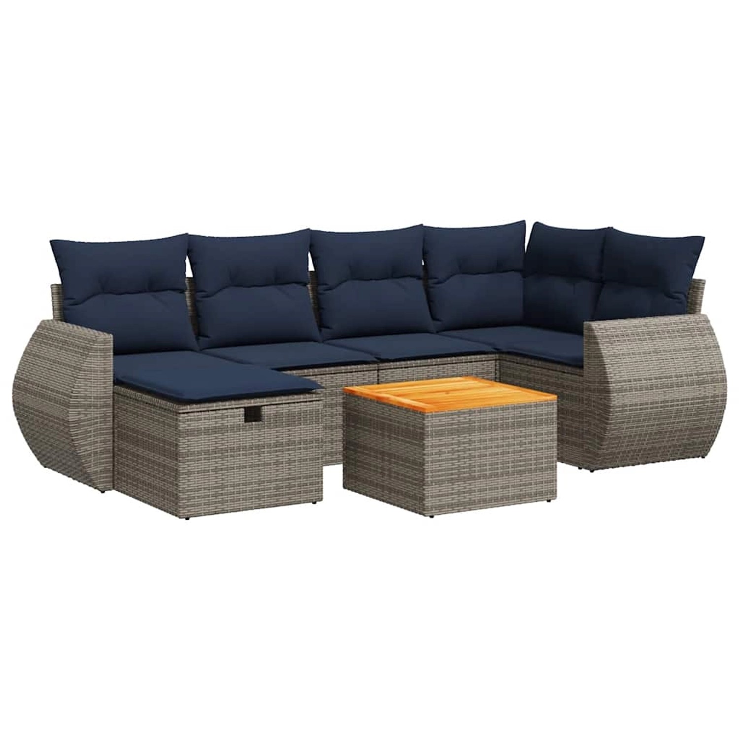 vidaXL 7-Tlg Garten-Sofagarnitur mit Kissen Grau Poly Rattan 3325848 günstig online kaufen