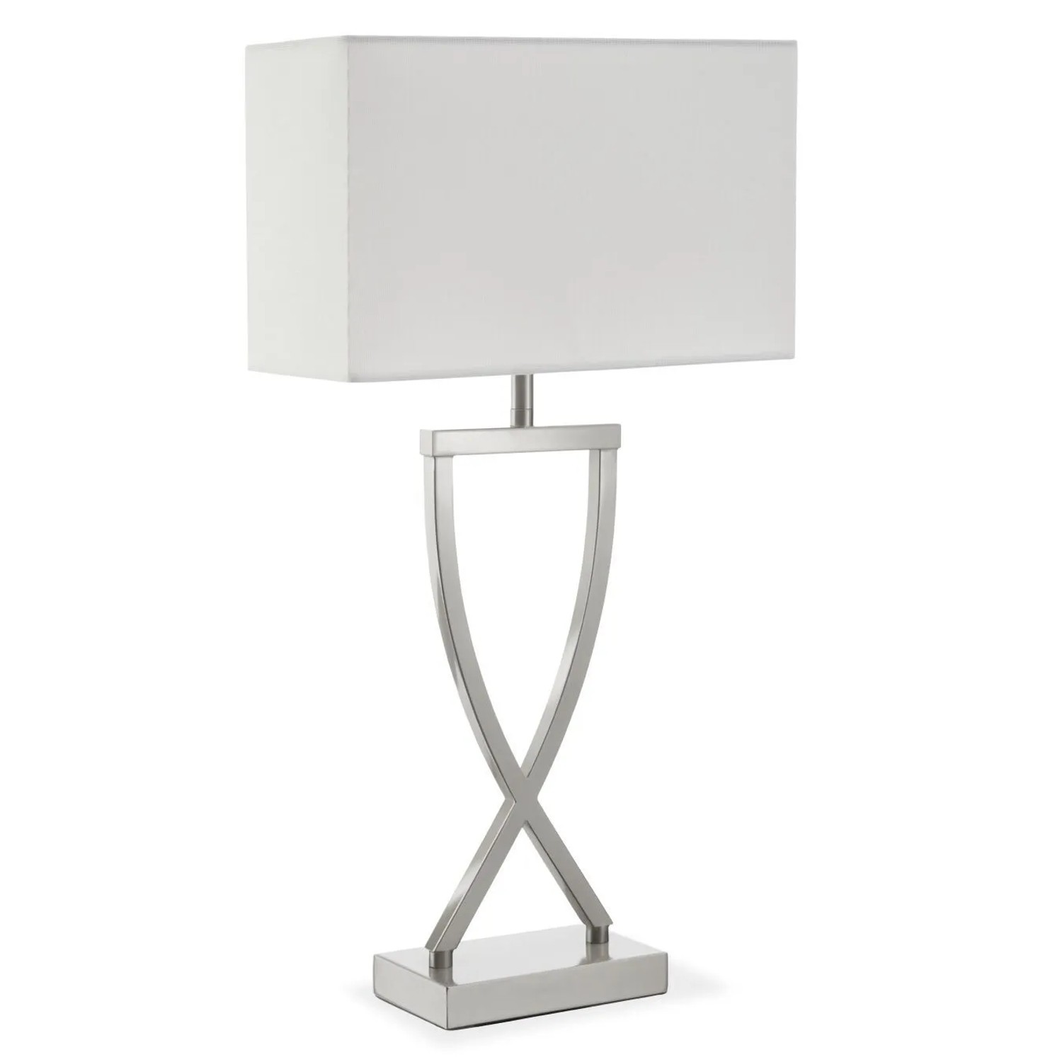 Tectake Tischleuchte Avina Modernes Design  Blendfreies Licht Beschichtetes Eisengestell  60 W Nickelfarben 12 x 27 x 51 50 cm Nickelfarben