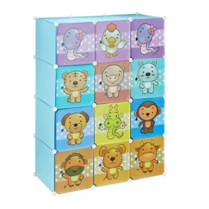 Relaxdays Steckregal Kinderzimmer Kunststoff Blau Stecksystem 145 cm x 110,5 cm x 46,5 cm