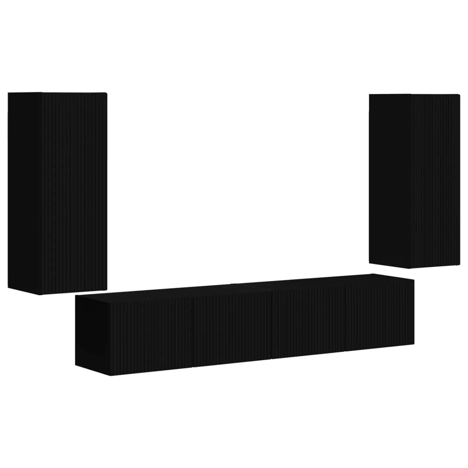 Thumbnail - vidaXL TV-Wandregal-Set Wandmontiert 4 Stk Schwarz Holzwerkstoff 3408917