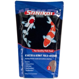 Velda SaniKoi Excellent All-Round Fischfutter 3mm, 3L Packung mit Koi Karpfen Abbildung.